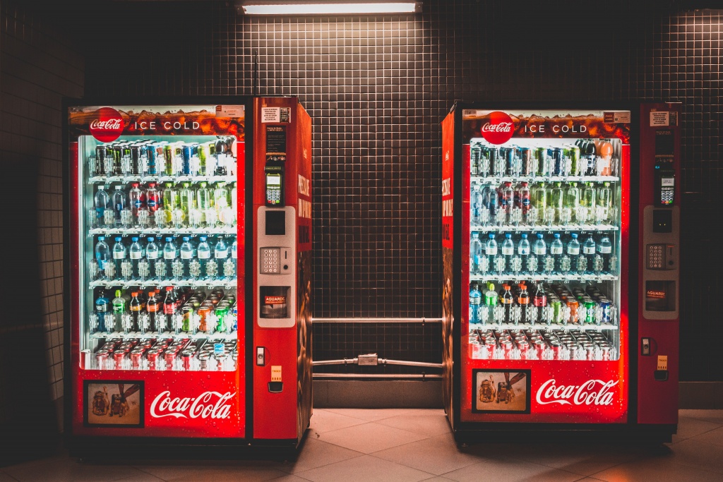 Vending machine with pop bottles 