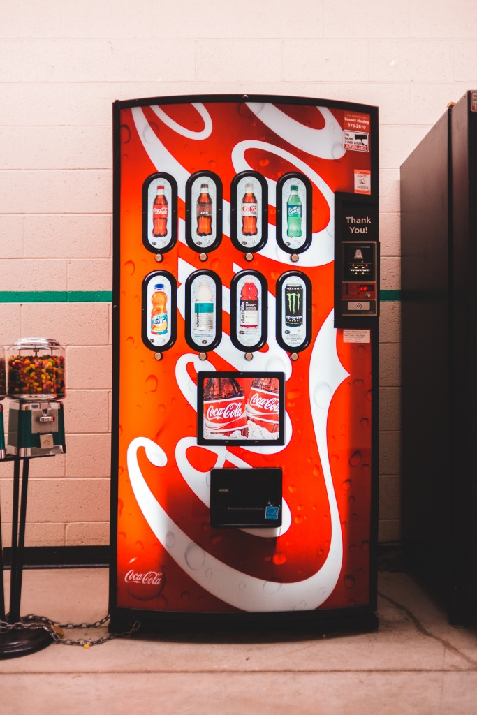 Vending machine with pop in it